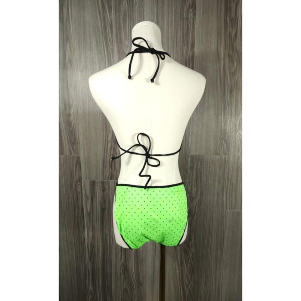 Vintage 80s Sassafras Green Polka Dot Halterneck Triangle Bikini Swimwear Size M - Picture 5 of 7